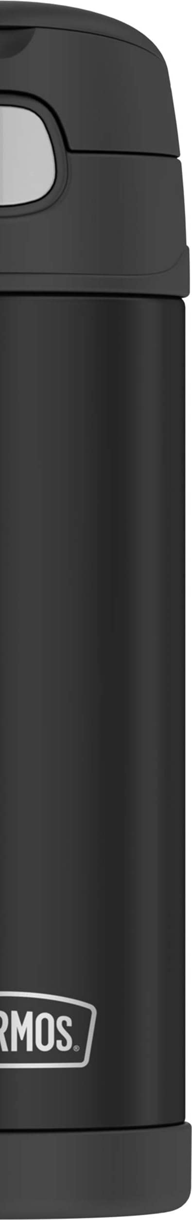 Thermos Funtainer 16 Ounce Stainless Steel Vacuum Insulated Bottle With Wide Spout Lid, Black