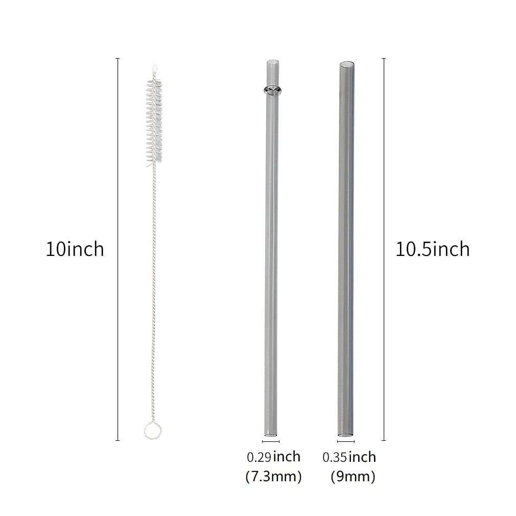 17 Packs - Two Wides 10.5Inch Plastic Straws Reusable,Long Straws For Tumbler/Smoothies/Milkshakes, Straws Cleaner, Unbreakable