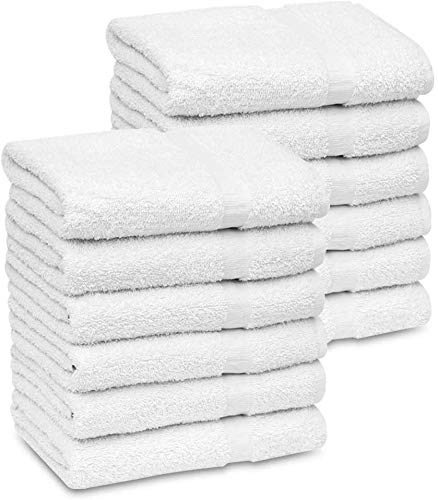 Gold Textiles Bulk Bath Towels White 12 Pack (22X44 Inches) Economy Light Weight Easycare