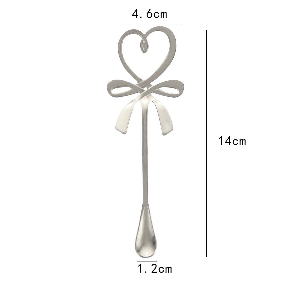3 Pcs Stainless Steel Coffee Stirring Spoon, Love Heart Bowknot Hanging Cup Spoon Coffee Spoon Teaspoon, Long Handle Dessert Spo