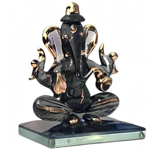 Somil God Ganesh Attractive Both Side Blessing Statue (Murti) Idol Shopiece Handmade of Crystal Glass for Worship, Decoration, C