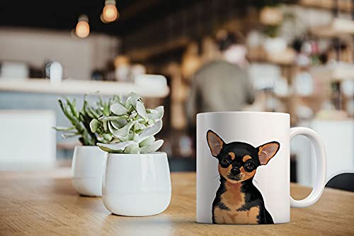 MUGBREW Cute Black Tan Chihuahua Full Portrait Ceramic Coffee Mug Tea Cup  11 OZ