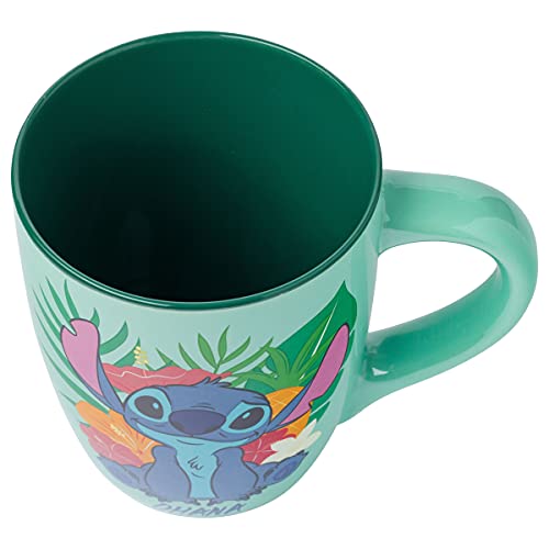 Silver Buffalo Lilo And Stitch Tropical Ohana Sitting Jumbo Curved Ceramic Mug, 25-Ounces