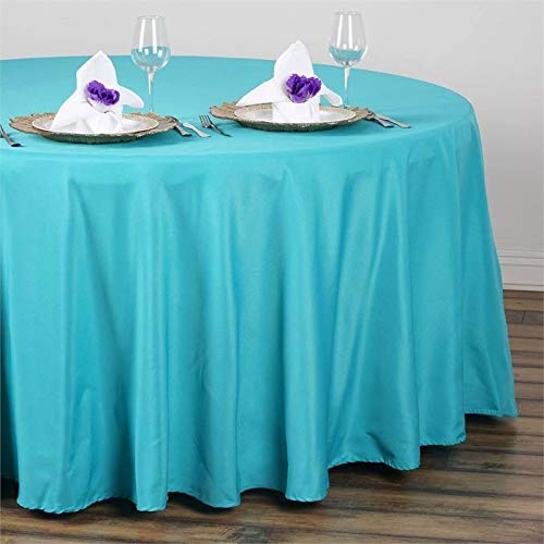 Balsacircle 108 Inch Turquoise Round Polyester Tablecloth Fabric Table Cover Linens For Wedding Party Banquet Reception Events K