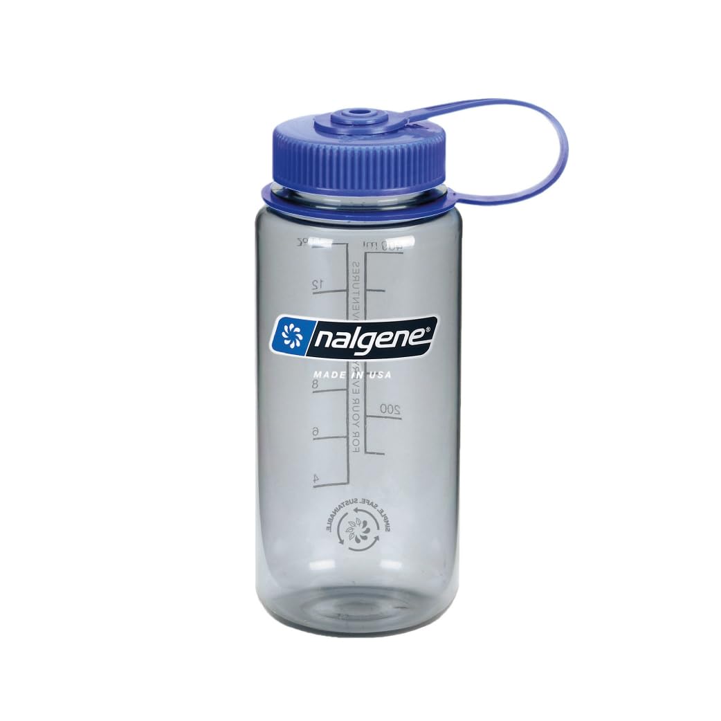 Nalgene Sustain Tritan Bpa-Free Water Bottle Made With Material Derived From 50% Plastic Waste, 16 Oz, Wide Mouth,Grey