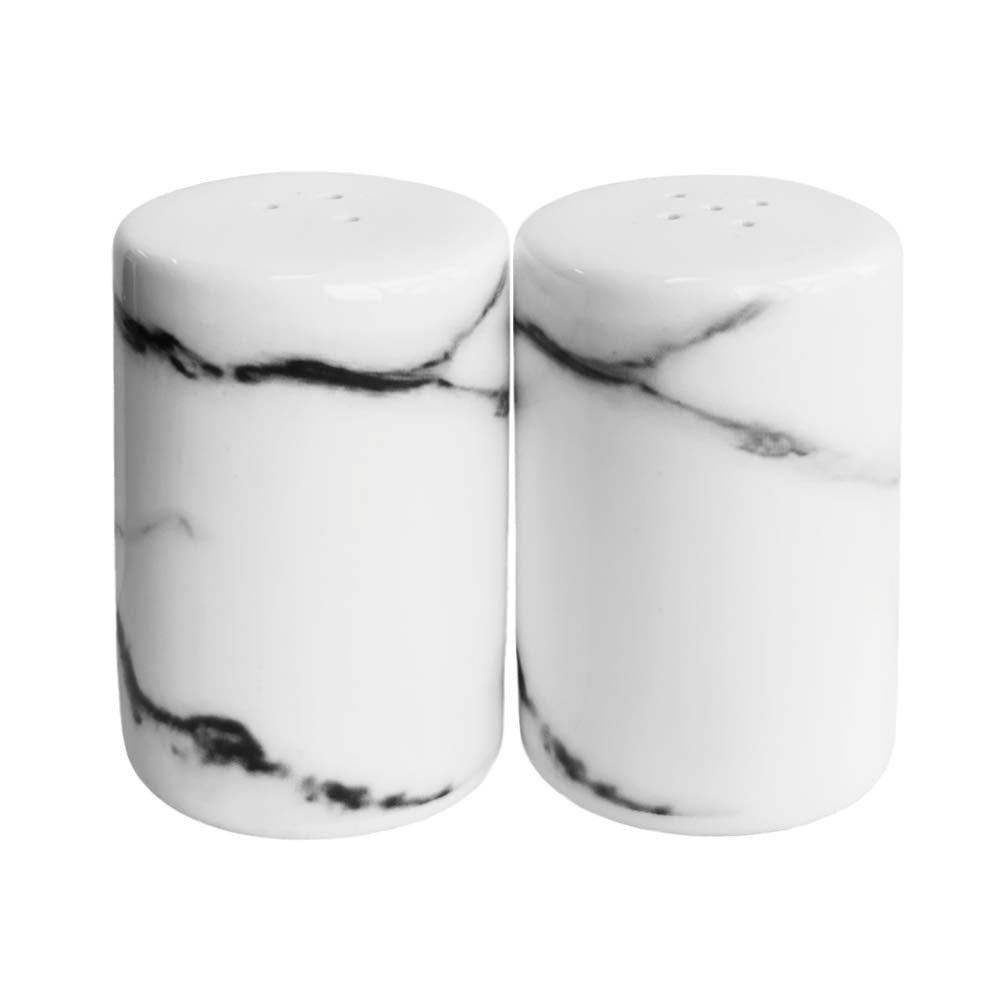 Sizikato 2Pcs Marble Stripes Ceramic Salt And Pepper Shakers Marble-Style Furniture Kitchen And Table Decoration.