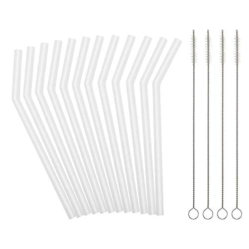 Reusable Clear Silicone Straws For Toddlers & Kids - 12 Pcs Flexible Short Drink 6.7'' Straws For 6-10 Oz Yeti/Rtic/Ozark Tumble