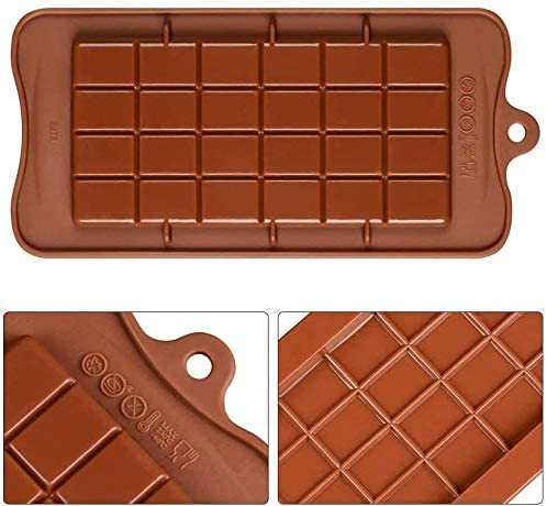 Bamutu Silicone Chocolate Mold 3 Pack Break-Apart Chocolate Bar Molds Non-Stick Reusable Energy Bar Chocolate Baking Tool