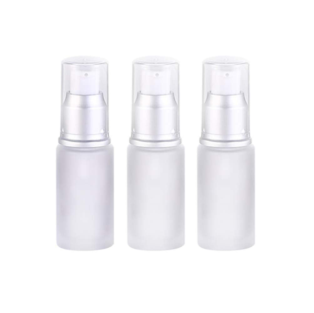 3Pcs 15Ml 0.5Oz Refillable Upscale Translucent Frosted Glass Travel Lotion Pump Bottle Dispense Empty Toiletry Travel Bottles Co