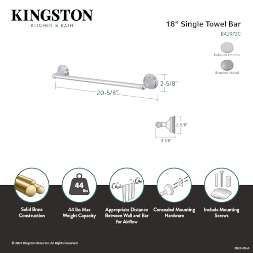 Kingston Brass BA2972C Governor 18'' Towel Bar  Polished Chrome