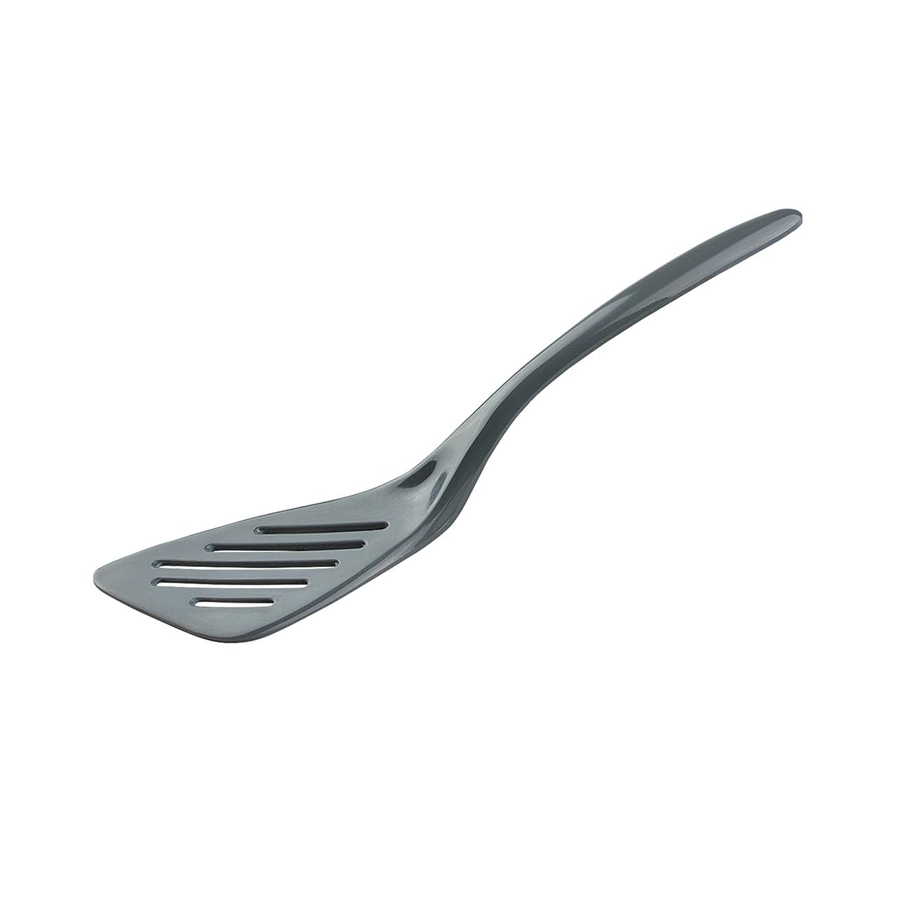Hutzler 7.25 Inch Mini Melamine Angled Slotted Turner Spatula (Gray)