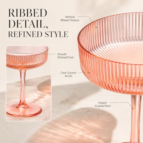 Madrid Acrylic Champagne Coupe Cocktail Glassware, Set of 8