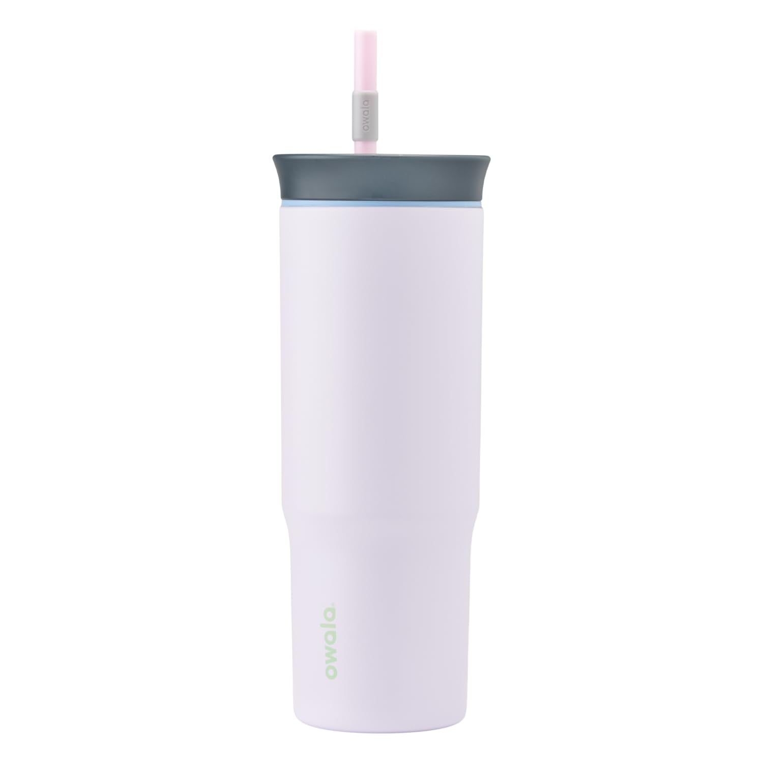 Owala Stainless Steel Triple Layer Insulated Travel Tumbler with Spill Resistant Lid and Straw, BPA Free, 24 oz, Grey/Purple (Bu