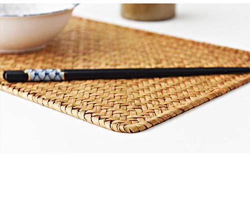 6 Pack Rectangular Woven Placemats, Rattan Wicker Table Mats, 17 '' X 12 '', Natural Seagrass Place Mats For Dining Table