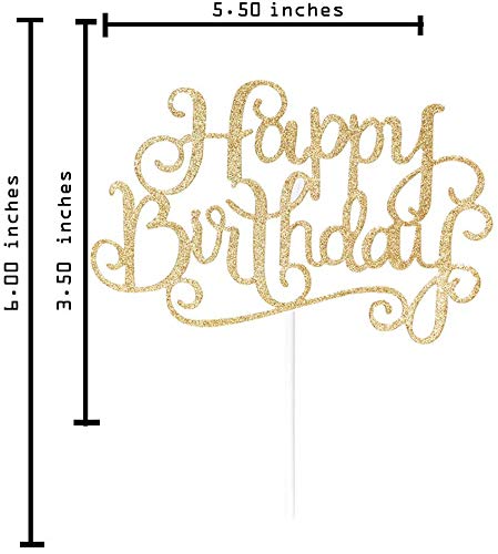 Flairs New York Happy Birthday Decorations Cake Toppers Party Props (Pack of 1 Cake Topper  Gold Glitter Happy Birthday)