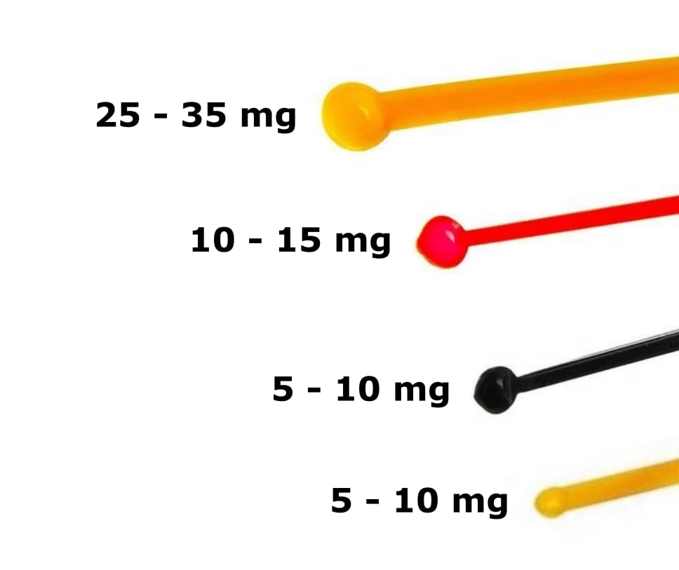 FitPowders Micro Scoop Combo Pack - 5mg to 35mg Measuring Spoons, BPA-Free, 3 Pack (1 of Each Size), Orange, Red, Black