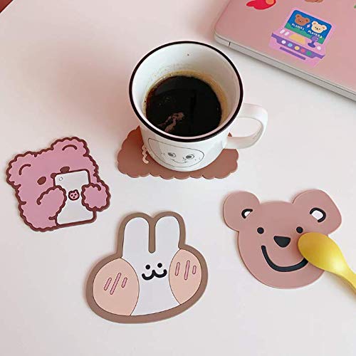 Kddom 4 Pcs Silicone Colorful Animal Coaster Cup Mat Heat-Insulated Non Slip Drink Cup Mat