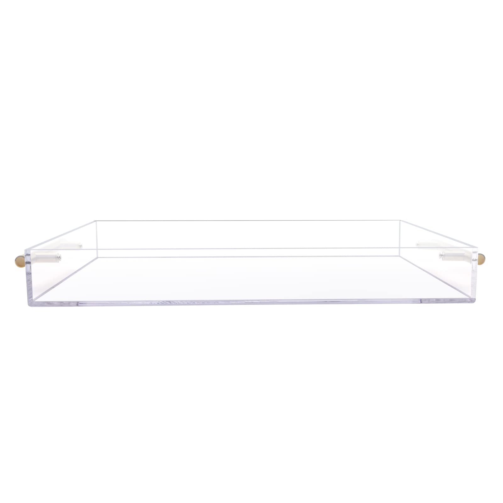 12''X16'' Clear Acrylic Serving Tray With Golden Handles, Sturdy Huge Capacity Acrylic Tray For Coffee, Juice, Kitchen And Desk