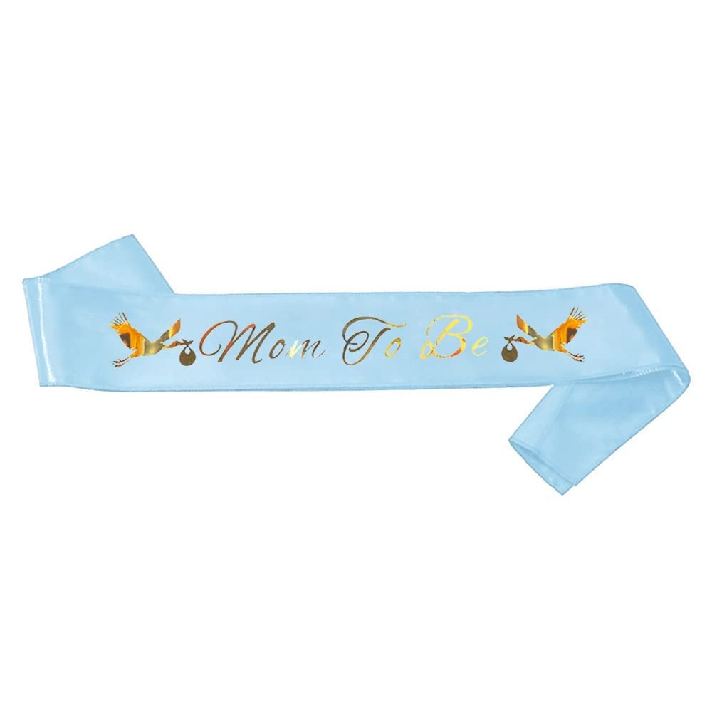 Dad To Be & Mom To Be Sash For Baby Shower- Blue W/Gold Lettering Baby Gender Reveal Ideas Boy Ideas Dad Diaper Party Favor New