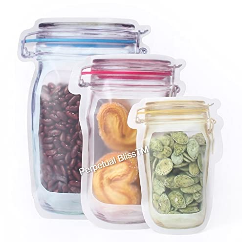 Perpetual Bliss 3 Pcs Mason Jar Bottles Storage Ziplock Bags Pouch For Fridge Food Storage Reusable Airtight Zipper Sealed Leakp