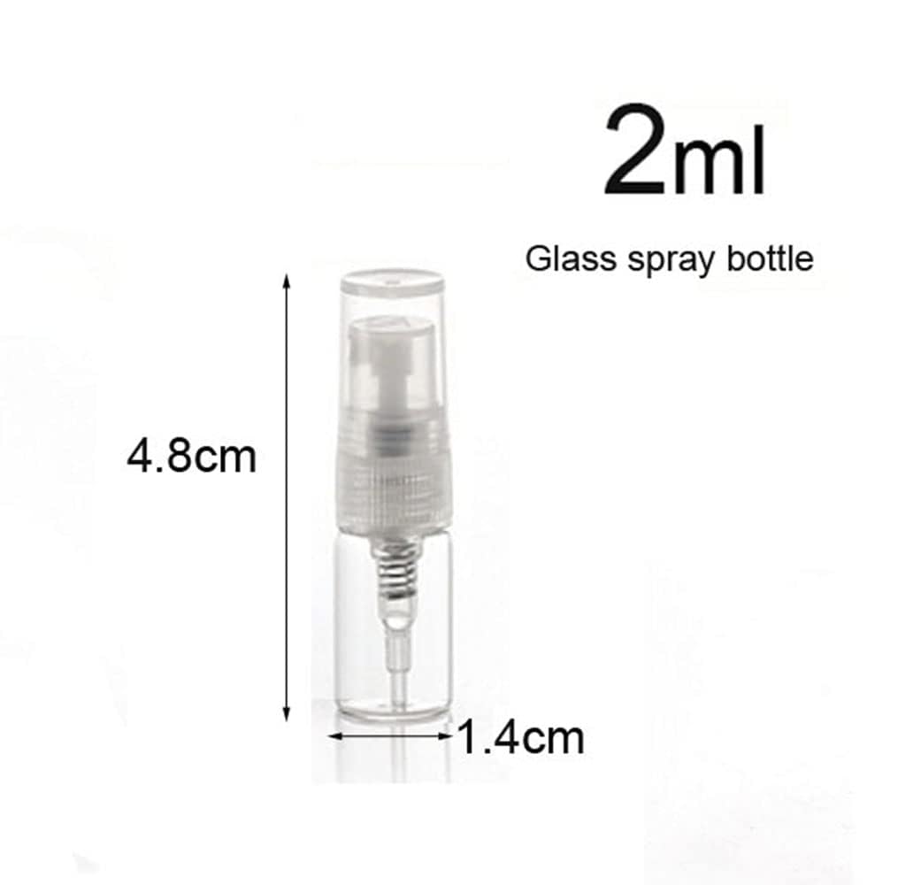 Elfenstall- 30pcs Mini Clear 2ml 5/8Dram Atomizer Vial Glass bottle Spray Refillable Perfume Empty Sample Bottle Clean Cloth Free 3ML Pipette for Travel Party