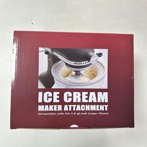 Gdrtwwh Ice Cream Attachment for Kitchenaid Stand Mixer Ice Cream & Sorbet Gelato Maker Fits Kitchenaid 4.5-5Qt Stand Mixer and 5-6-7Qt Bowl-Lift(Dishwasher Safe)