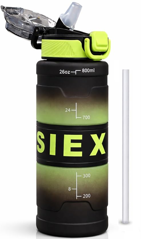 Toy Imagine Sipper Bottle For Adults & Kids With Time Marker Leakproof Bpa-Free Water Bottle,Wide Mouth & Easy Carry For Gym,Off