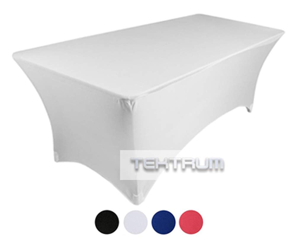 Tektrum 8 Ft Long Rectangular Stretch Tablecloth, Spandex Jacket Cover, Tight Fit Linen-Fitted Table Cover For Trade Show, Dj, W