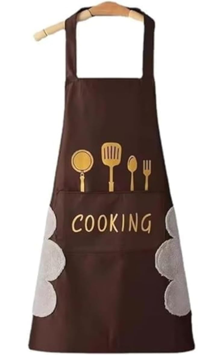 Mvs Store Kitchen Apron With Big Front Pocket, Waterproof Pvc, Handwiping Towel, For Women And Men