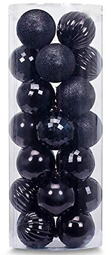 AUXO-FUN 28ct Shatterproof Christmas Ball Ornaments in 4 Classic Finishes for Christmas Tree Decoration (Black, 2.36 Regular Siz
