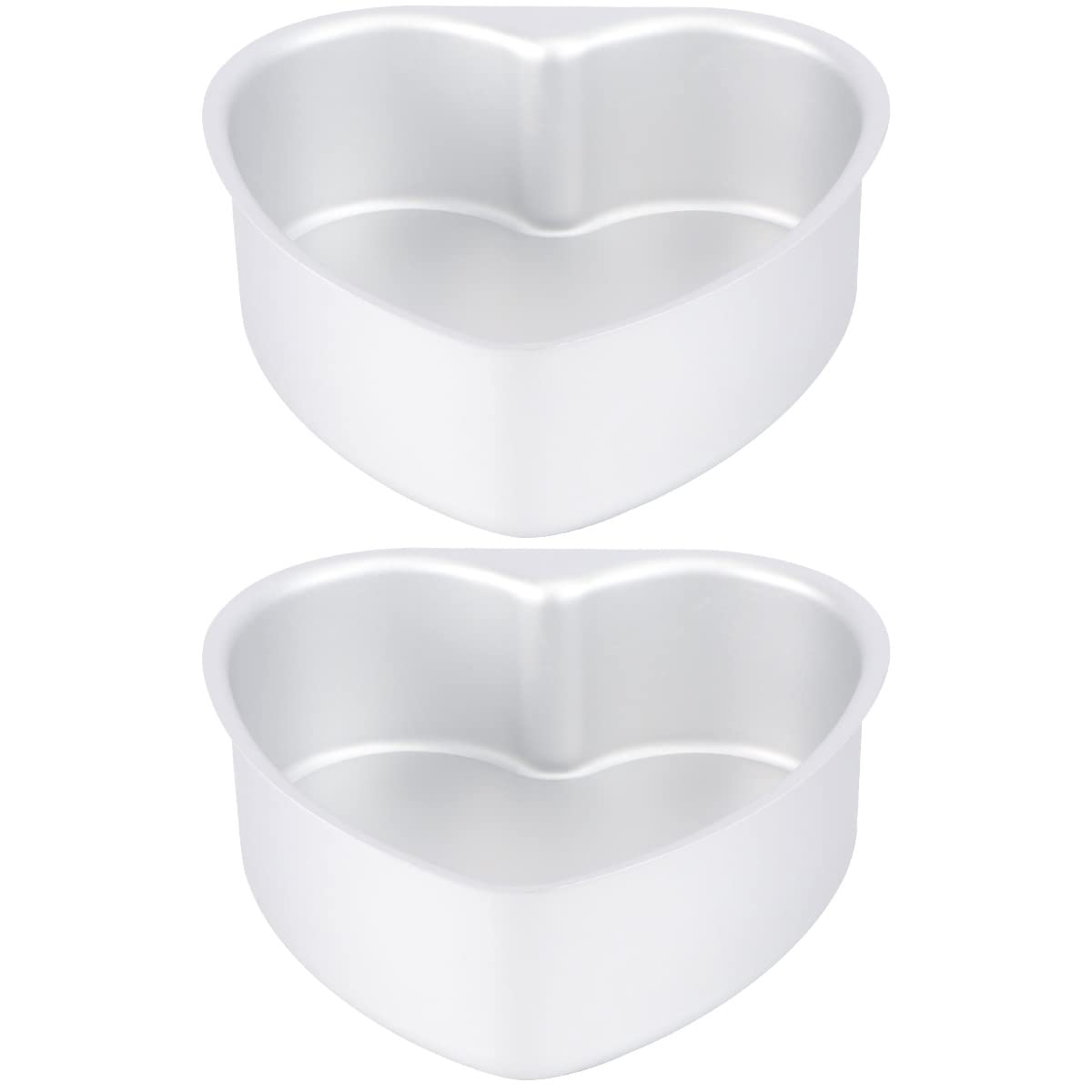 Doitool 2Pcs Heart Cake Pan 6Inch Heart Shaped Baking Mold Metal Heart Cake Pan Thicken Aluminum Alloy Removable Bottom Tin Hear