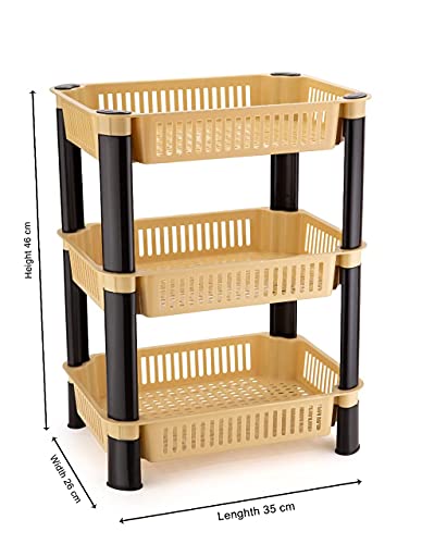 Entisia Multi Layer Storage Rack Stand - Multi Purpose Vegetable Storage Rack, Plastic Space Saving Basket Organizer for Office,