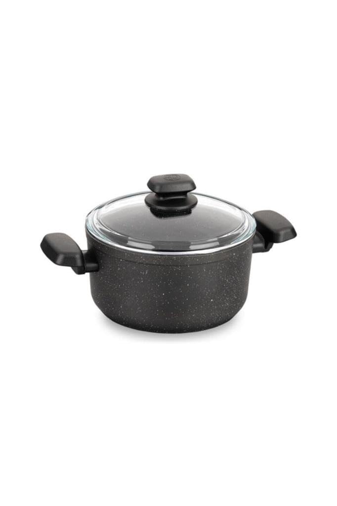 Korkmaz Ornella 3Qt Aluminum Sauce Pan With Cover, Black
