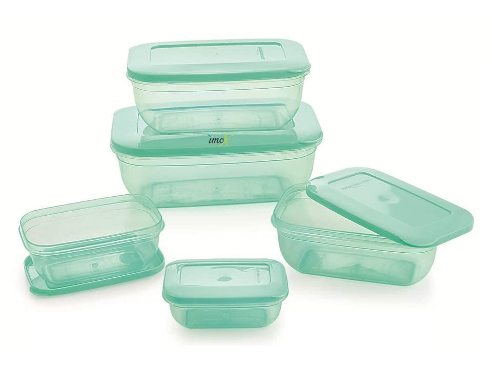 Imox Space Saver Combo Container Set For Kitchen, Fridge Storage Box, Plastic Package Container Set, Bpa Free (Elliptical  150 