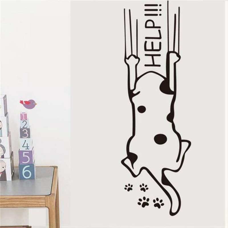 Gadgets Wrap Wall Decal Vinyl Sticker Cute Cartoon Help Cat For Office Home Wall Decoration
