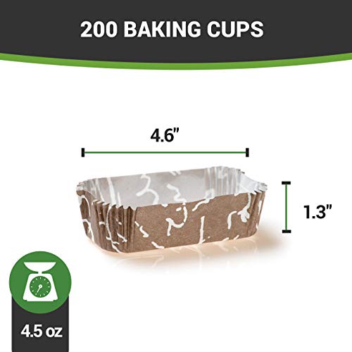 Restaurantware Panificio 4.5 Ounce Baking Cups 200 Ridged Cupcake Liners - Oven-Ready Freezable Brown And White Paper Muffin Cas