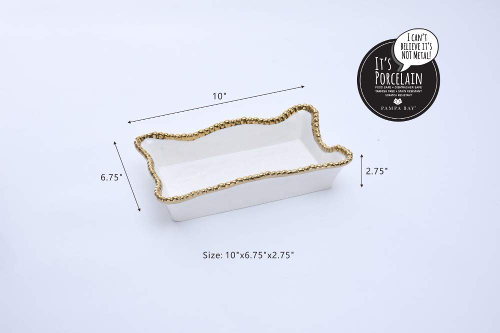Golden Salerno Porcelain Dinner Napkin/Guest Towel Holder