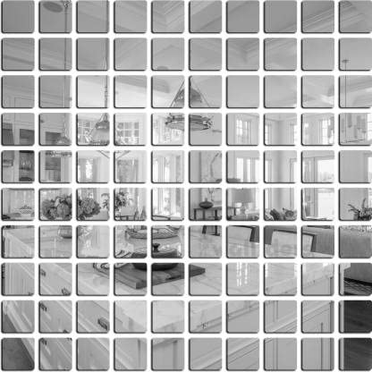 Meraki Mart Wall Stickers Square Non Glass 3D Acrylic Mirror Self Adhesive DIY Snake Tiles Wall Design Decor Art for Home, Bedro