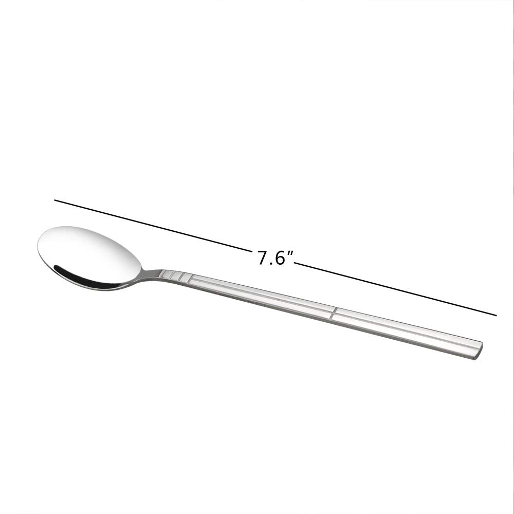 Saedy 12 Pieces Long Handle Tea Spoons, Stainless Steel Milkshake Mixing Spoon