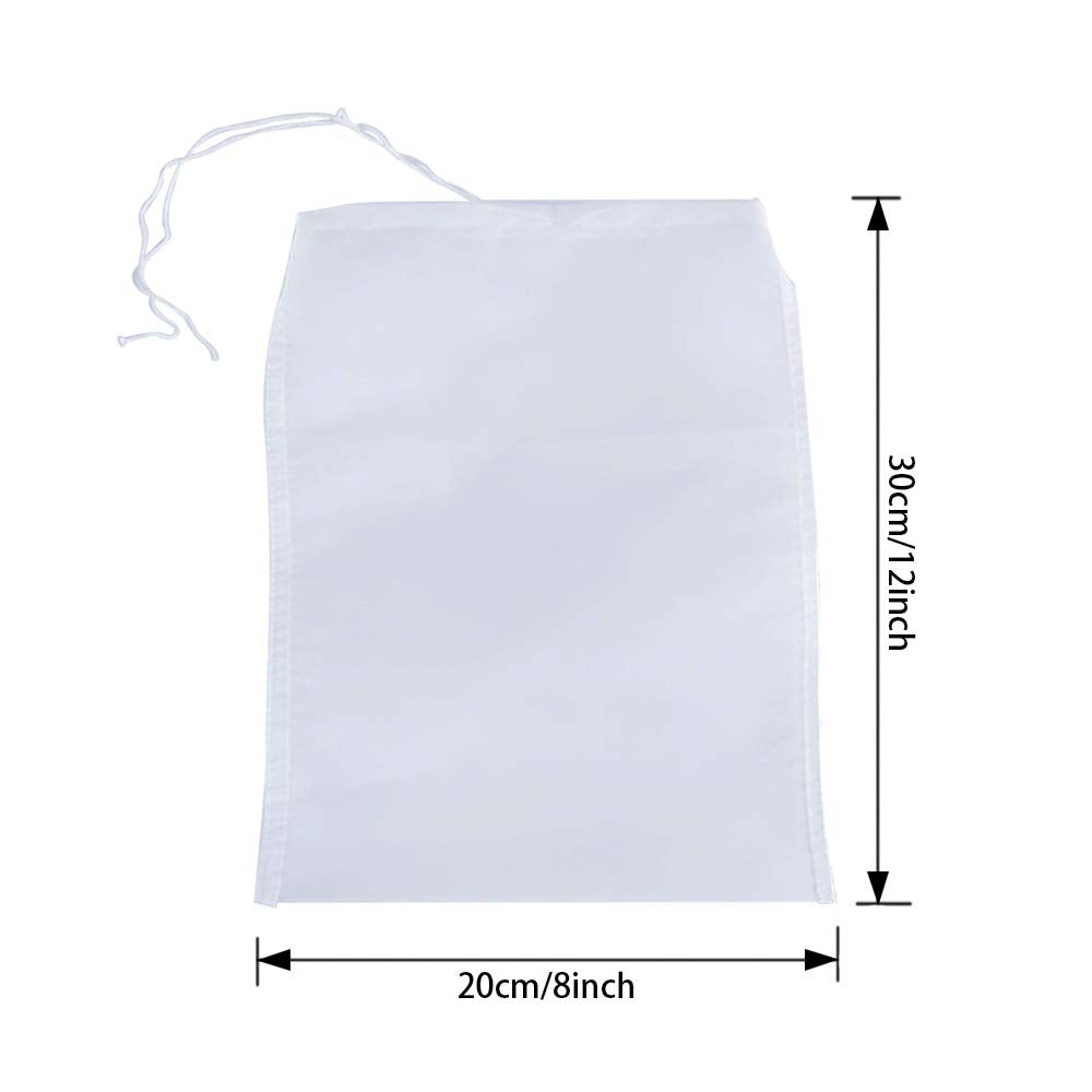 3Pcs Reusable Filter Bags Mesh Nylon Bags For Nut Milk, Coffee, Juice 74 Micron 8'' X 12''