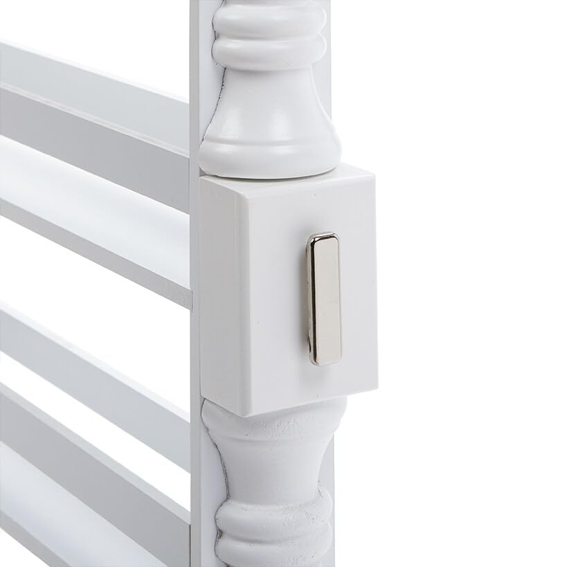 The Lakeside Collection Slim 4 Tier White Wooden Storage Rack Cart On Wheels For Small Spaces, Kitchen, Bathroom Laundry Room Or