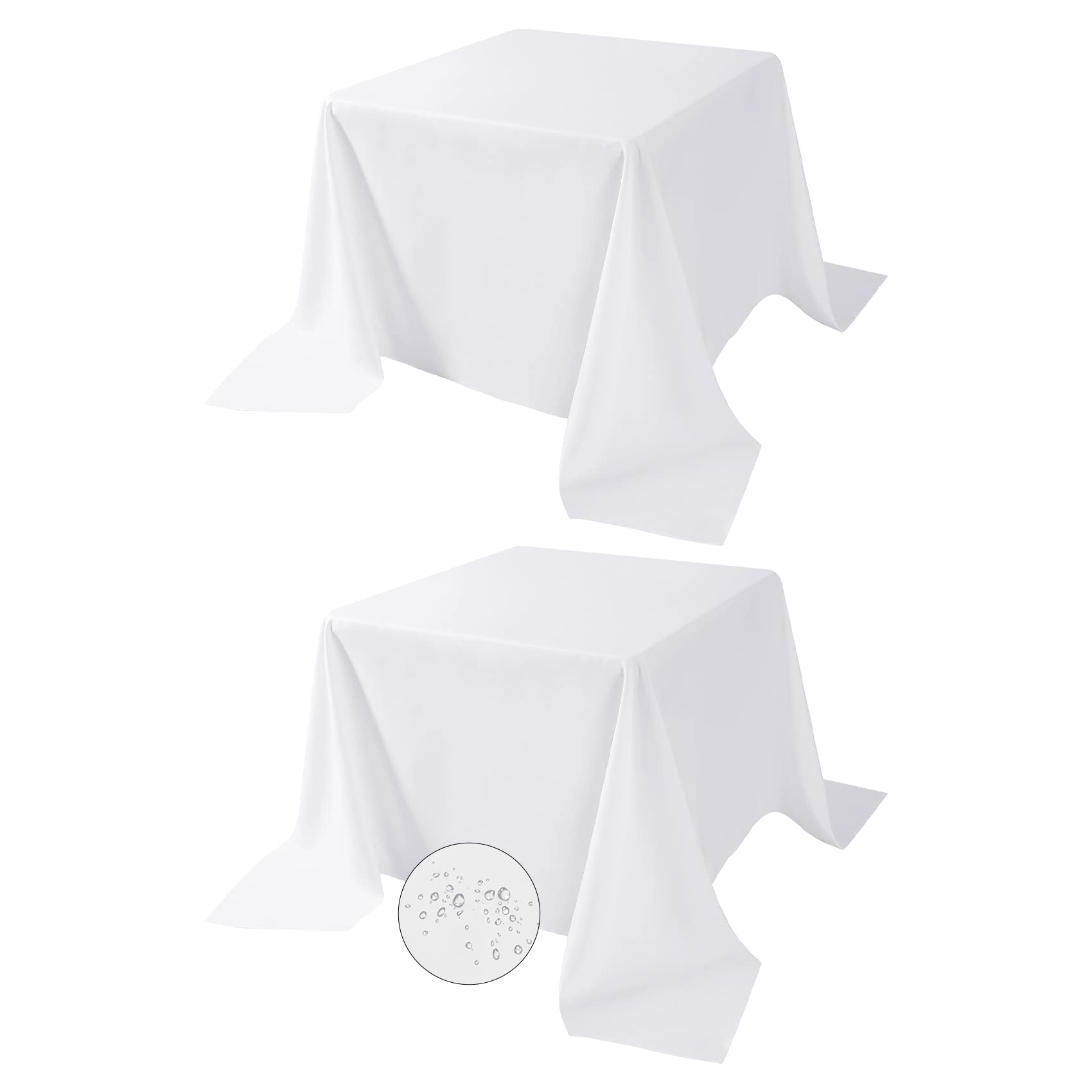 Fokitut 2 Pack Waterproof Square Tablecloth, 90X90 Inch, Stain Resistant And Wrinkle Polyester Table Cloth, Fabric Table Cover F