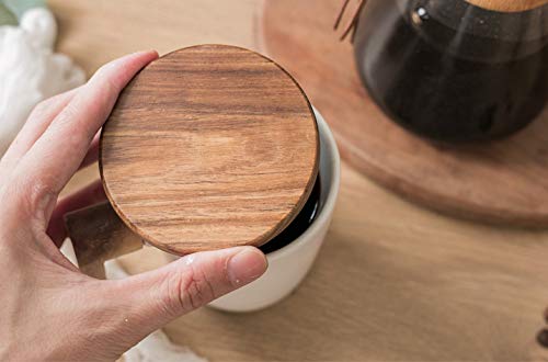 2Pcs Bamboo Lids Decorative Wooden Mug Cover For Coffee Mug Jars Drink Cup Tea Cup