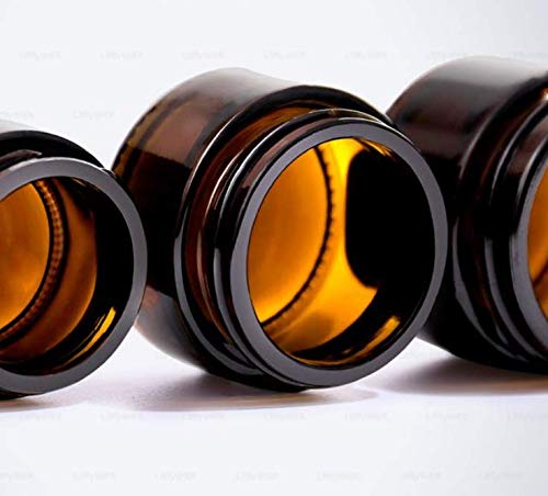 5Pcs 20G/20Ml Refillable Round Amber Glass Cream Jars Empty Cosmetic Containers Sample Jars Bottle With Inner Liners And Wood Gr