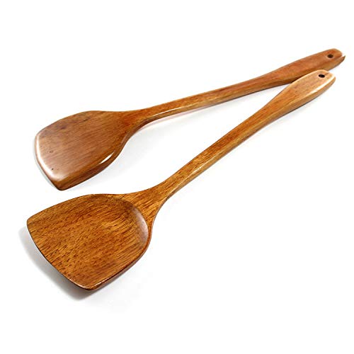 Linwnil Wooden Spatula For Cooking Nonstick, Kitchen Wok Spatula Utensil Set,15'' Wooden Turner Serving Tool For High Heat Stirr