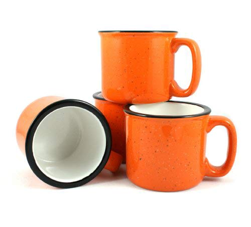 Marble Creek Ceramic Campfire Mug, 15oz  Set of 4 (Orange)