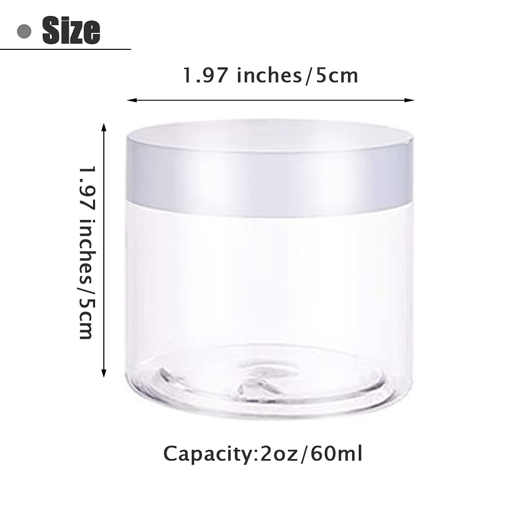 20 Pcs 2Oz Plastic Empty Jars With Lids(White),Wide-Mouth Refillable Storage Containers For Cosmetics,Empty Storage Container Fo