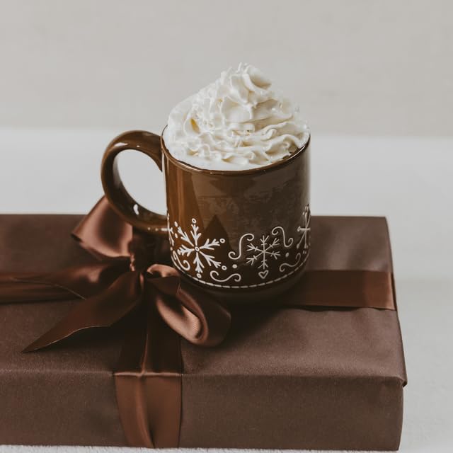 Sweet Water Decor Gingerbread Coffee Mug, 14oz Stoneware, Brown, Dishwasher & Microwave Safe, Holiday Winter Cup for Coffee & Tea