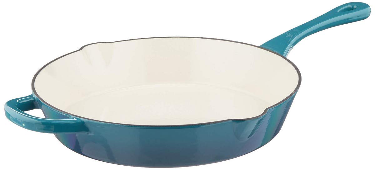 Crock Pot Artisan 12 Inch Enameled Cast Iron Round Skillet, Teal Ombre