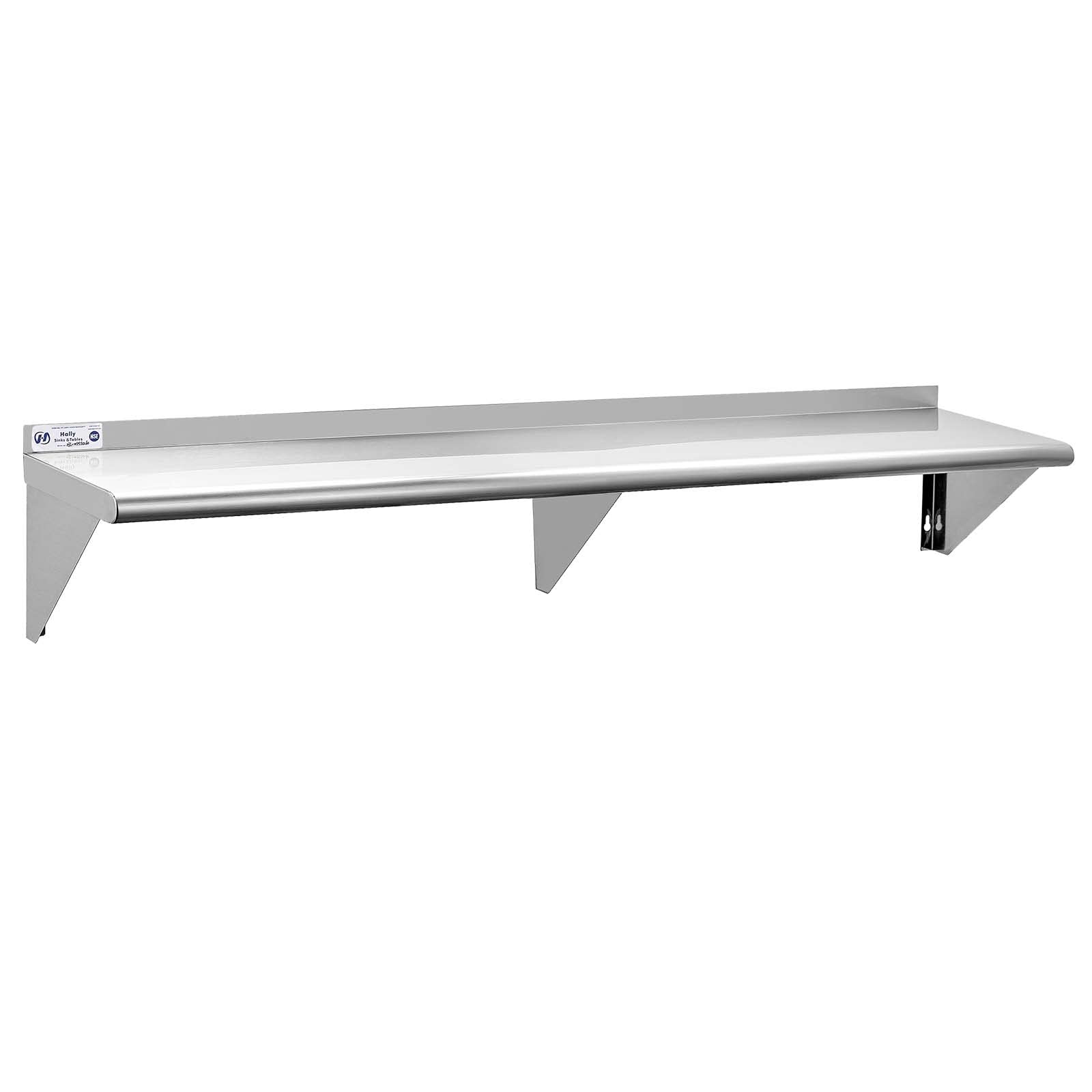 Hally Sinks & Tables H Stainless Steel Shelf 18 X 72 Inches, 500 Lb, Commercial Wall Mount Floating Shelving For Restaurant, Kit